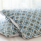 Block Printed Pillow Cover Set of 2, Turquoise & Indigo - Eyaas